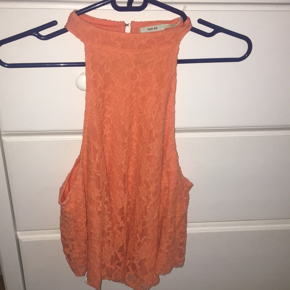 Urban Outfitters peach lace halter top